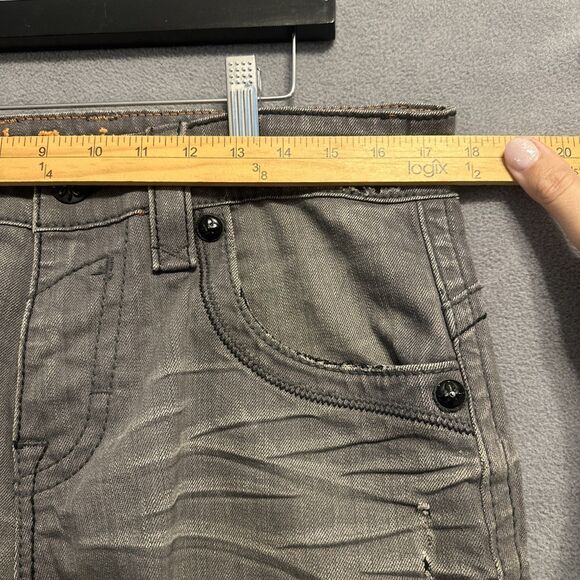 Rock Revival Russell Slim Straight Jeans Mens Size 33 Gray Embroidered - Picture 8 of 13